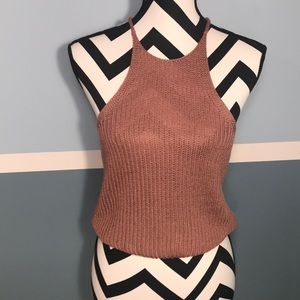 Knitted Mauve Halter Tank Top